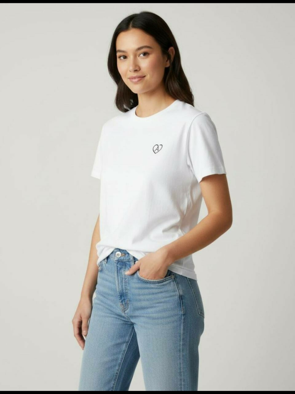 Aritzia Short-Sleeve Tee with Heart Chest Logo, size XS-S